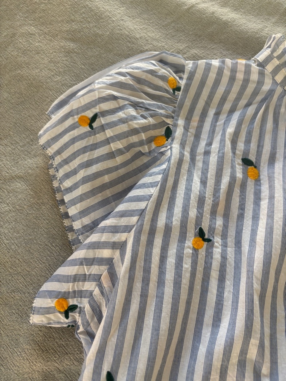 NEW Trovata Blue & White Striped Embroidered Lemon Top - Picture 3 of 7